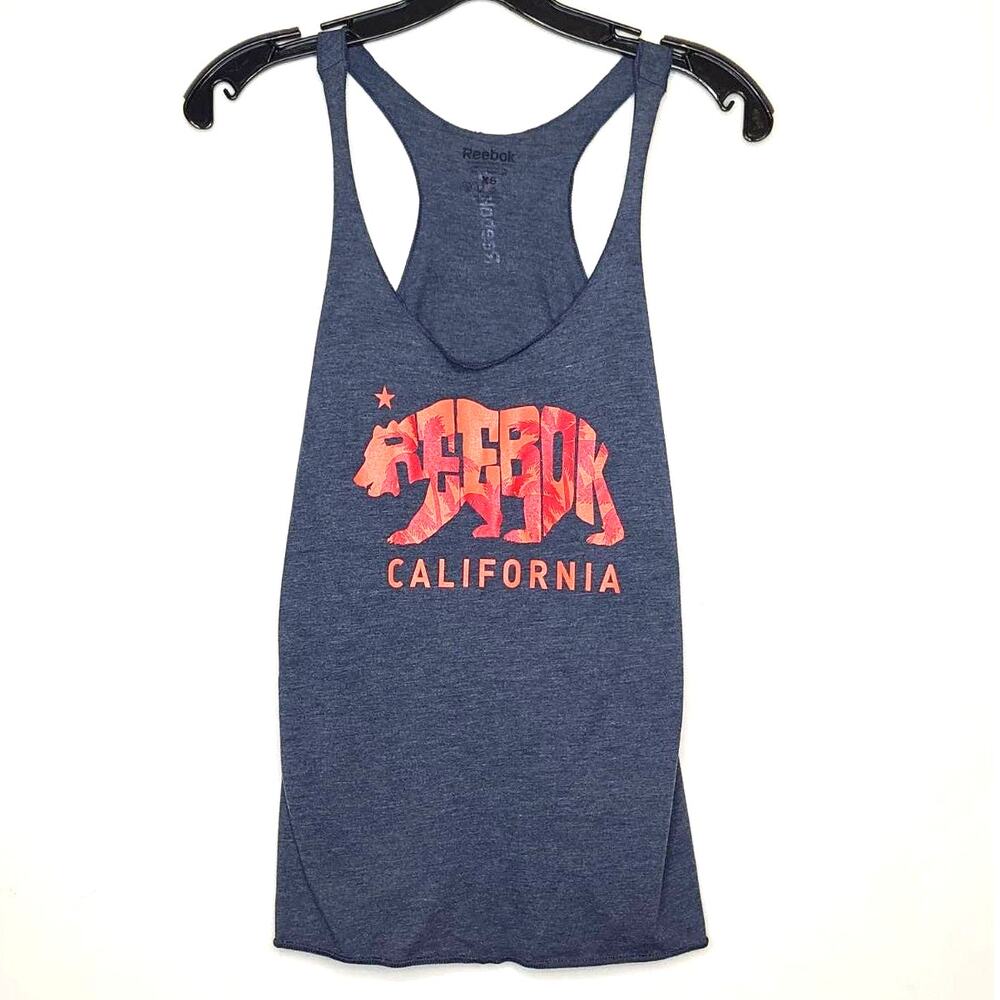 Reebok California navy blue bear workout tank top- xs